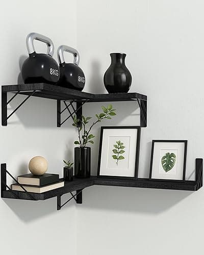 BAYKA Wall Shelves for Bedroom Decor, Floating Shelves for Wall Storage, Display Mounted Rustic Wood Shelf for Books,Plants,Corner Shelves for Bathroom,Kitchen,Living Room(Set of 4) thumbnail 3