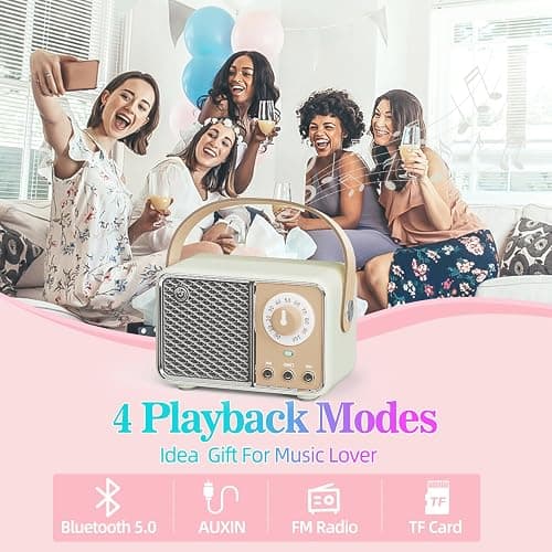 Dosmix Retro Bluetooth Speaker, Vintage Decor, Wireless Bluetooth Speakers, Cute Old Fashion Style for Kitchen Desk Bedroom Office Party Outdoor Kawaii Accessories (Smoke Green) thumbnail 2