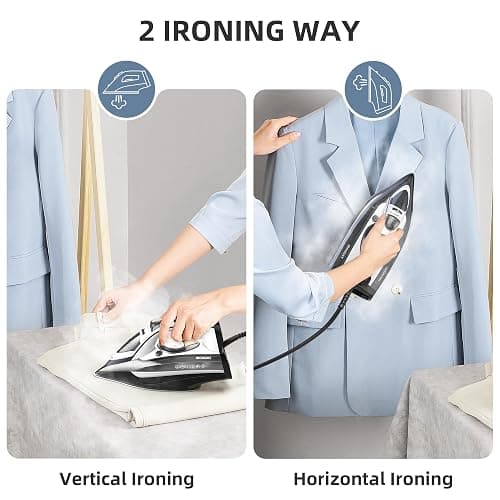 IRONDAY Steam Iron for Clothes 20s Fast Heat-up,1700W Iron with 14.07oz Large Water Tank,Non-Stick Ceramic Soleplate, Anti-Drip, Auto-Off, Burst Steam, Self-Cleaning, Ironing Clothes for Home, Grey thumbnail 7