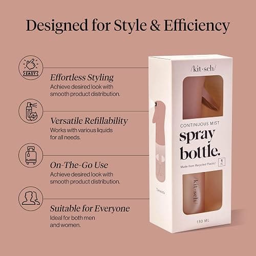 Kitsch Continuous Spray Bottle for Hair – Fine Mist Water Mister & Water Spray Bottle – Recycled Hair Spray Bottle – Spray Bottles for Cleaning, Styling, Plants & More – Terracotta, 150ml thumbnail 4