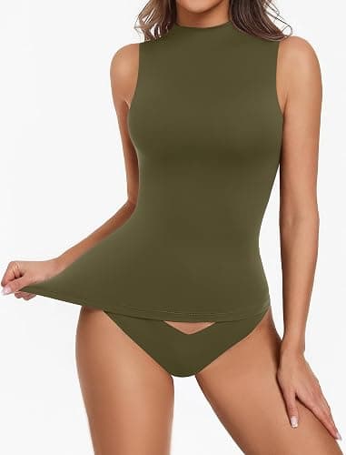 Avidlove Womens Mock Turtle Neck Tank Top Double Lined Basic Tops Going Out Y2K Tops Fitted Summer Outfits 2026 thumbnail 3