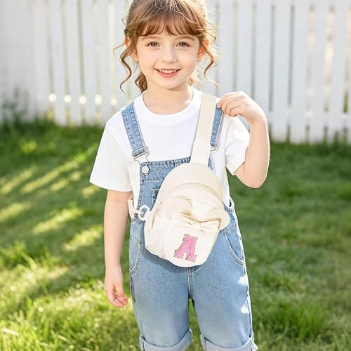 Uygafly Gifts for Girls Kids Toddler,Initial Crossbody Bag Purse Cream,M | Personalized Purse Monogram Fanny Pack Cute Trendy Stuff Birthday Gift thumbnail 2