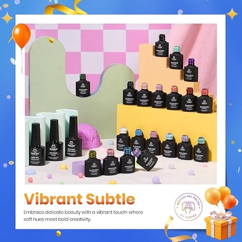Beetles Gel Nail Polish Set 20 Colors White Black Nude Gel Polish with Base Coat Matte Glossy Top Coat Trendy Colors Uv LED Lamp Nails Gifts for Women Vibrant Subtle thumbnail 5