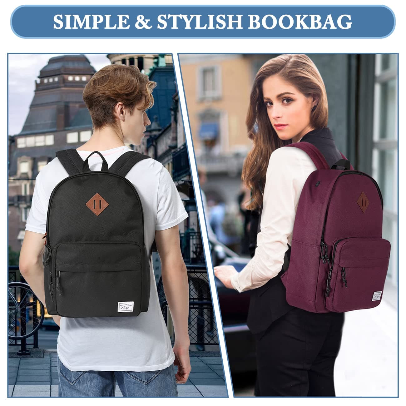 KASQO School Backpack, Lightweight Water Resistant Backpack for Men Women Classic Schoolbag Kids Bookbag 17.8L Daypack Travel Rucksack Bag for Teens College, Camping, Work thumbnail 7