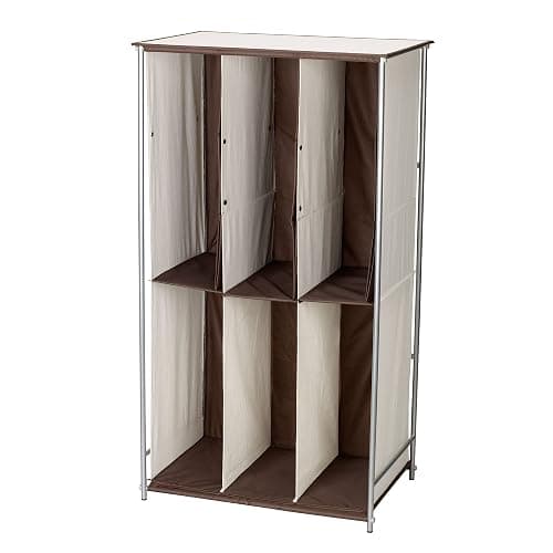 Household Essentials Transformer Boot Storage Rack, Adjustable Cubbies, Soft Poly-Cotton Fabric, Sturdy Steel Frame, Versatile and Stylish, Perfect for Short, Mid and Tall Boots, Natural and Brown 23 Inch - Image 1