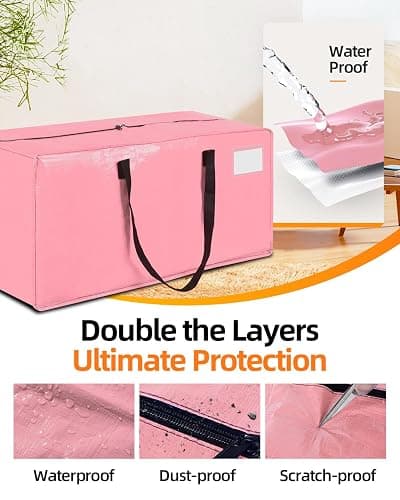 AdeaBag 12 Pack Extra Large Moving Bags, Heavy Duty Packing Bags with Zippers and Handles for Space Saving, Clothes Storage, College Essentials, Travel, Pink thumbnail 6