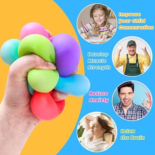 VISCOO 12 Pack Slow Rising Stress Cube, Stress Balls Fidget Squishy Toys | Squeeze Toy for Anxiety Relief, Pull Stretch Squishy Ball for Classroom Prize, Party Favors for Kids Adults thumbnail 6