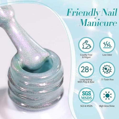 Born Pretty Magnetic Gel Nail Polish Set,Pastel Coral Sea Magnetic Eye Gel Jelly Glass Crystal Magnetic Gel Polish Nail Art Manicure Kit 6PCS thumbnail 7