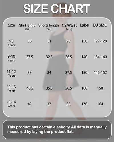 KAKU NANAU Girls‘ Black High-Waisted Skort with Pockets Tennis Skirt 7-14 Years,Elasticated School Skirt with Built-in Shorts Summer Sports & PE thumbnail 7