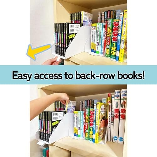 Book Stand with Visible Spine - White Set of 2 with Sticky Notes, Manga Organization Kit, Shelf Organization, Made in Japan thumbnail 5