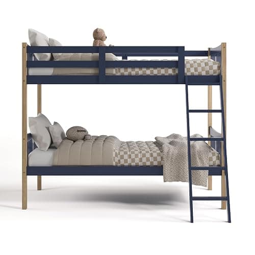 Storkcraft Caribou Twin-Over-Twin Bunk Bed (Midnight Blue with Natural) – GREENGUARD Gold Certified, Converts to 2 Individual beds - Midnight Blue/Natural thumbnail 9