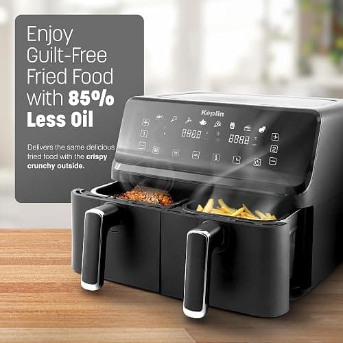 Keplin 9L Dual Zone Air Fryer - 2700W Energy-Saving Cooker with 6 Cooking Functions - Extra-Large Capacity for Healthy Meals - Roast, Bake, Dehydrate, Crisp - Family Size (9L) thumbnail 3