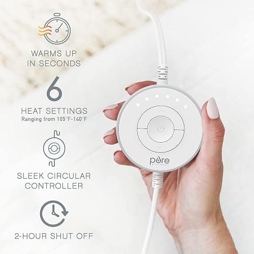 Pure Enrichment PureRadiance Luxury Heating Pad for Cramps, Back, Neck, & Shoulder Pain Relief, Patented Design, Soft Faux Fur & Micromink, 6 Heat Settings, Machine Washable, 12”x24”(Cloud) thumbnail 3
