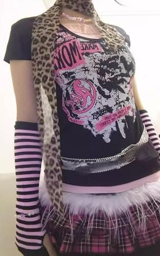 Kawaii Cutecore Harajuku Y2k 2000s Tops Summer Preppy Aesthetic Alt Goth Emo Short Sleeve Graphic Tees thumbnail 3