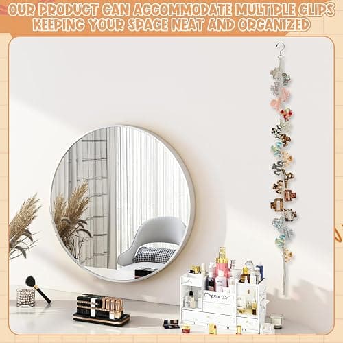CANIPHA Hanging Braided Hair Clip Organizer with Swivel Hook and 20 Metal Rings, Claw Clip Organizer Daily Necessities for Women, Flexible Hanging Storage Decor for Wall thumbnail 5