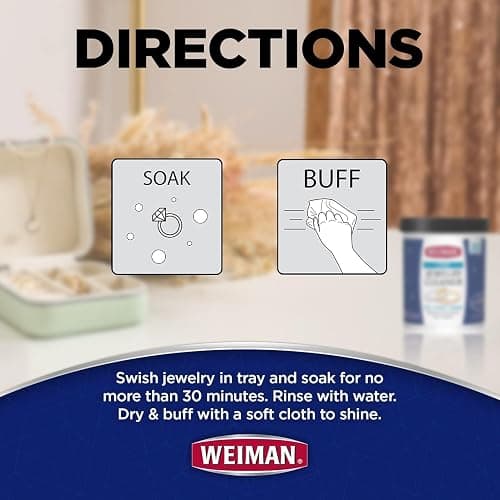 Weiman Fine Jewelry Cleaner Liquid with Cleaning Brush – Restores Shine & Brilliance to Gold, Platinum, Precious Gemstones & Diamond Jewelry, 6 Oz thumbnail 6