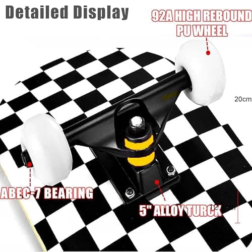 ERNAN Skateboards,Skateboards for Beginners, 31" x 8" 7 Layer Canadian Maple Double Kick Concave Deck, Complete Skateboard for Boys Girls Teens Adults Beginner thumbnail 3