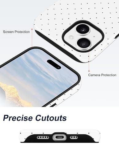 Jusy Compatible with MagSafe Polka Dot Case for iPhone 13/iPhone 14, Cute Aesthetic Polka Dots Magnetic Phone Case, Soft TPU and Hard PC Protective Phone Cover for Women Girls (Matte) - White thumbnail 4