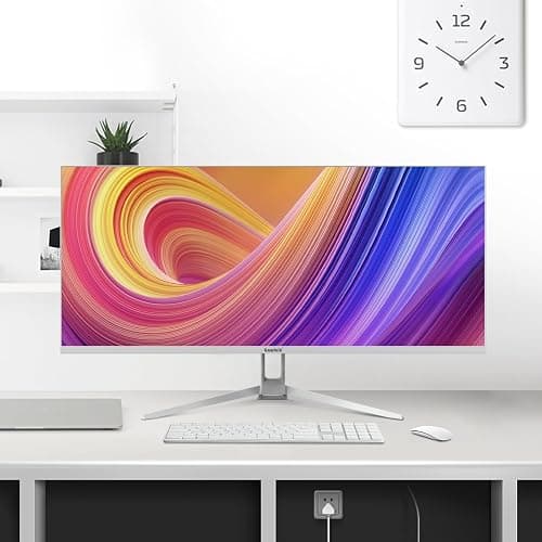 Gawfolk 34 Inch IPS Ultrawide 120Hz Gaming Computer Monitor, 21:9 UWFHD (2560x1080) PC Screen, 120% sRGB, Adaptive Sync, 178° Viewing Angle, Display Port, HDMI, Compatible with Wall mounting - White thumbnail 7