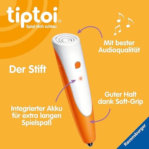 Ravensburger tiptoi Stift und Wörter-Bilderbuch Kindergarten - Lernspielzeug für Kinder ab 3 Jahren - Stylus mit überragender Audioqualität, Akku und Soft-Grip-Hülle - Grün, Orange, Silber - 00113 thumbnail 3