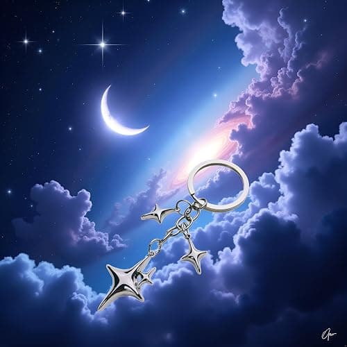 1Pc Silver Cute Star Moon KeychainStainless Steel Key Ring Purse Handbag Backpack Bag Charms Car Holder Convenient to Carry Decoration Small in Size,Keyrings Aesthetic Accessories thumbnail 4