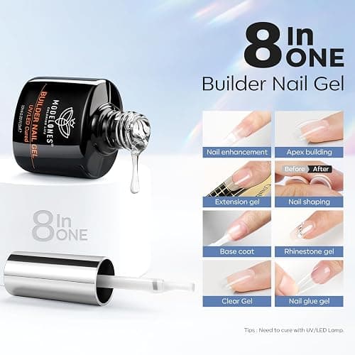 modelones Nail Thickening Solution, Dehydrator and Primer & Builder Nail Gel, 3Pcs Prep Dehydrate & Bond Primer Clear Gel Builder Polish Base Coat for Strengthener Apex Building, LED Lamp Cured 10ml thumbnail 4