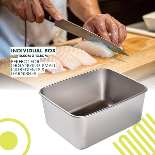 Smart Sushi Chef Mise en Place Containers Set, Stainless Steel Containers With Lids for Spices, Seasonings & Ingredients, Stainless Steel Box Meal Prep Containers for Chefs, Available in 2–6 Packs (2) thumbnail 3