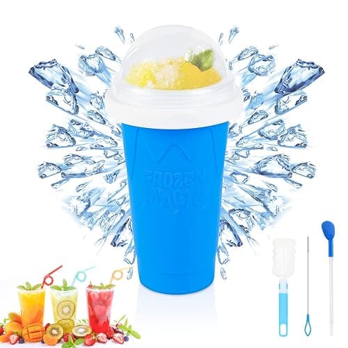 Slushie Maker Cup - TIK TOK Quick Frozen Magic Cup, Portable Double Layers Cool Slushee Maker For MilkShake,Juice,Ice Cream Make & More, Super Fun and Cool Stuff Gift For Kids,Friends & Family - Blue - Image 1