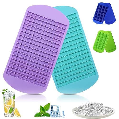 Silicone Mini Ice Cube Trays 2 Pack, 160 Small Ice Cube Molds Easy Release Crushed Ice Cube for Chilling Whiskey Cocktail, BPA Free Flexible Stackable and Durable Soft Mold Storage Containers - Image 1