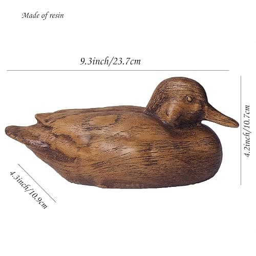 Hymmah Wooden Texture Duck Home Decor Statue Rustic Home Decorations for Living Room, Boho Sculpture Resin Animal Collectible Figurines for Indoor Decor thumbnail 3