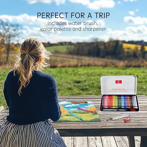 25 Colors Water-Soluble Pastel Crayons Set, Multi-Technique Art Kit with Brush & Palette, Versatile for Watercolor, Oil Pastel & Ink Effects, Easy Blending for Beginners, Sketching & Creative Drawing thumbnail 2