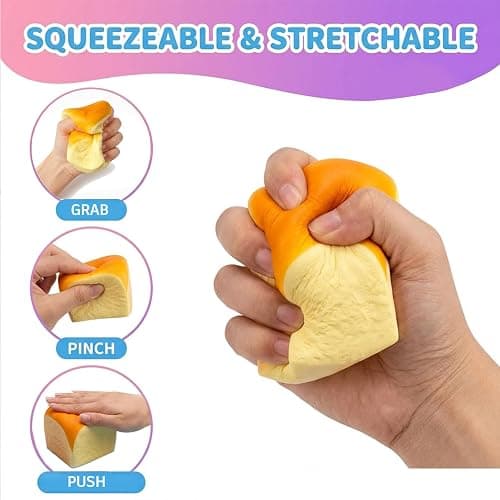Invasgi 2 Pack Bread Squishy Slow Rise Toys, Dumpling Squishy Fidget Toys for Kids & Adults,Stress Relief Squeeze Toy, Gifts for Office, Party Favors, Back to School thumbnail 3