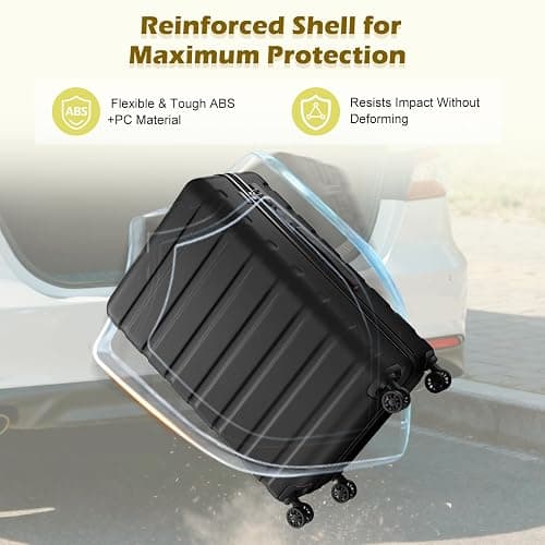 AnyZip Suitcase Hardside PC ABS Lightweight USB Luggage with Wheels TSA Lock Checked-Medium 24 Inch Black thumbnail 8