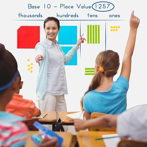 Simply magic 131 PCS Jumbo Magnetic Base Ten Blocks for Math, Math Cubes | Base 10 Math Manipulatives 1st 2nd 3rd Grade, Number Blocks Kindergarten, Place Value Blocks K-3, Counting Blocks for Kids thumbnail 8