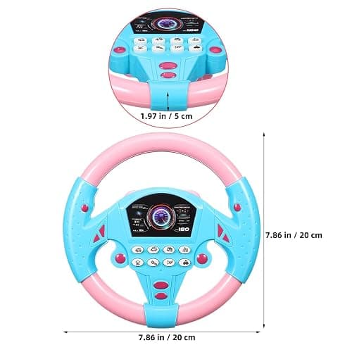 TOYANDONA Kids Steering Wheel Toy - 2PCS Simulated Driving Racing Car Game Toy, Driving Controller Early Education Pretend Driving Steering Wheel with Light Music for Boys Girls 4 5 6 Years Old thumbnail 3