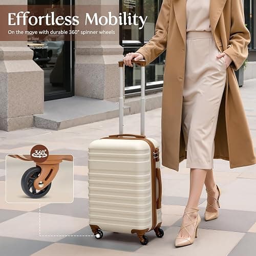Coolife Luggage Set Hardside Suitcase,3 piece,Navy(BP/TB/20) | Suitcase Set,3 Piece Carry on,TSA LOCK,360° Smooth Spinner Wheels,YKK Zippers,Smart Trolley Sleeve thumbnail 4