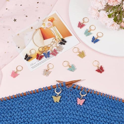 SUNNYCLUE 1 Box 16Pcs 8 Colors Knitting Crochet Markers Knitting Markers Charms Spring Butterfly Crochet Leverback Charms for Weaving Sewing Needleworks Women Adults DIY Supplies thumbnail 4