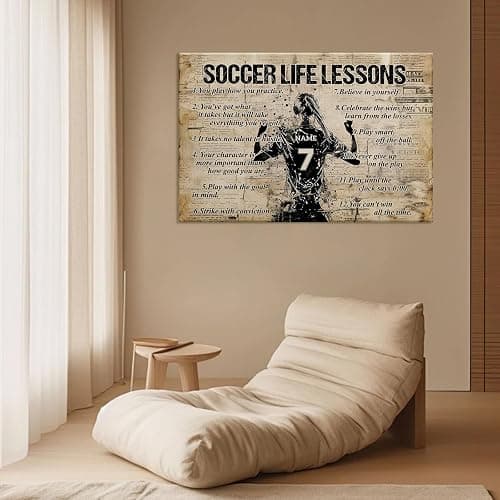 HYESANGNY Personalized Soccer Life Lessons Canvas Wall Art, Custom Motivational Canvas Prints with Your Name & Numbers, Inspirational Sports Gifts for Football Lovers, Athletes Bedroom Decor, 12 X 8 thumbnail 7