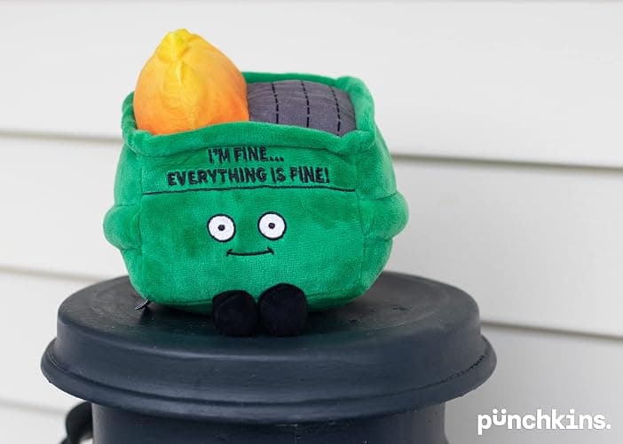 Punchkins Dumpster Fire Plushie - I'm Fine, Everything is Fine! Dumpster Fire Plush, Emotional Support Plushie, Funny Plush Toy for Gifting thumbnail 4