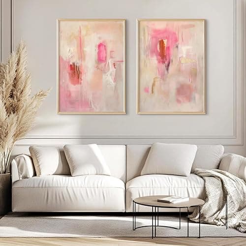 Tocliky Abstract Wall Art Neutral Modern Canvas Painting Decor Pink Beige Minimalist Wall Art Contemporary Abstract Poster Artwork for Living Room Bedroom 12x16 Inch Unframed Set of 2 thumbnail 4