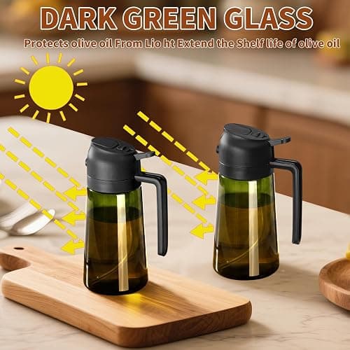SWEET VIEW Olive Oil Dispenser and Oil Sprayer – 16oz/470ml Glass Light-Proof Oil Pourer for Kitchen, Air Fryer, Cooking, Salad, and BBQ thumbnail 8