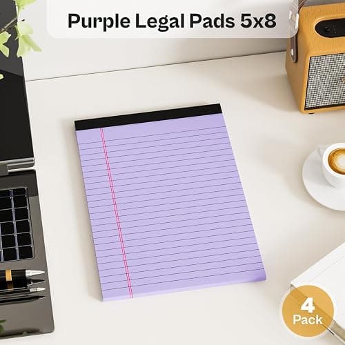 4 Pack Note Pads 5 x 8 Inch Purple Small Legal Pads 5 x 8 Colored Notepad 5 x 8 Perforated Writing Pads Lined Paper Pads College Ruled Pad Paper 30 Sheets Notebook for Study, To-Do Lists, Office thumbnail 6