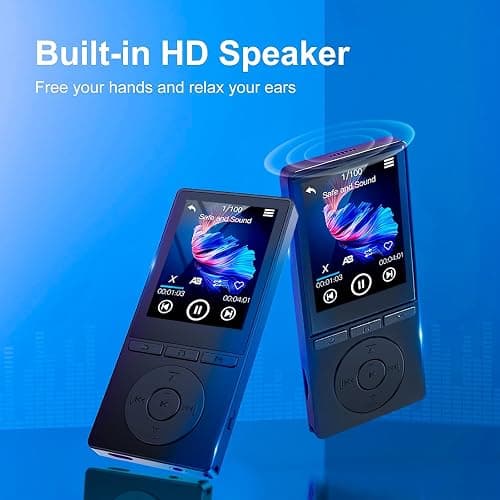 64GB MP3 Player with Bluetooth 5.3, Music Player with HiFi Sound for Sports Runners, 2.4" Screen MP3 Player Built in HD Speaker Voice Recorder FM Radio E-Book, Expanded Up to 128GB, Earphone Included thumbnail 2