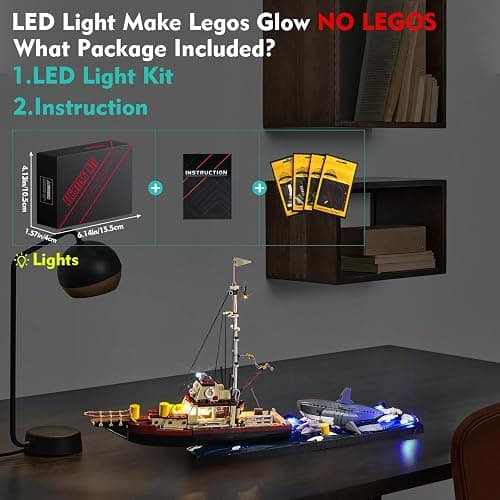 LED Light Kit for Lego 21350 Jaws (No Models Only Light) Creative Lighting Set Accessories Compatible with Lego 21350 Jaws Set (Standard Version) thumbnail 5