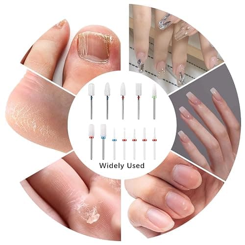 12 Stück Keramik Nagelbohrer Set, 3/32 Zoll Nagelfräser Aufsätze Bits Professioneller Bohrer für Nägel, Nagelhautentferner Fräser Bit Gelnägel für Acryl Maniküre Pediküre Nagelfeilenmaschine thumbnail 5