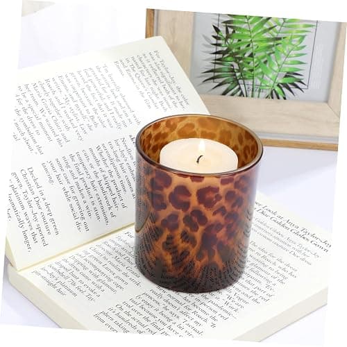 IMIKEYA Stable Vintage Leopard Print Glass Candle Holder for Decorative Candle thumbnail 6
