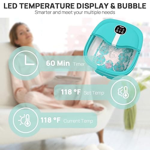 HOSPAN Collapsible Foot Spa Electric Rotary Massage, Foot Bath with Heat, Bubble, Remote, and 24 Motorized Shiatsu Massage Balls. Pedicure Foot Spa for Feet Stress Relief thumbnail 8
