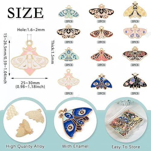 Spritewelry Enamel Butterfly Charms for Jewelry Making Alloy Colorful Butterfly Insect Enamel Charms Gothic Style Metal Moths Earrings Pendants for DIY Necklace Earrings thumbnail 5
