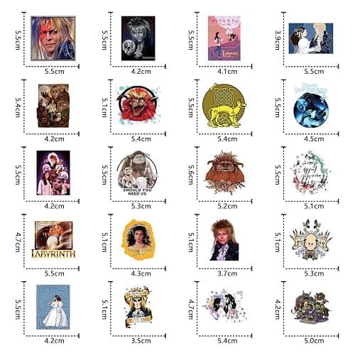 62Pcs Labyrinth Stickers Pack, Aesthetic Vinyl Waterproof Decals for Water Bottle,Laptop,Phone,Skateboard,Scrapbooking,Bumper Decor for Kids Teens Adults Fans for Party Supply Decor thumbnail 5
