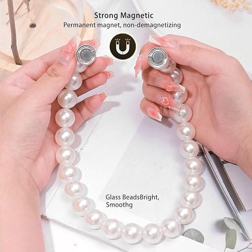 Magnetic Curtain Tiebacks, Curtain Holders for Bedroom Decor, 2 Pack Pearl Curtain Tiebacks for Home, Office, Window Decoration(White) thumbnail 2